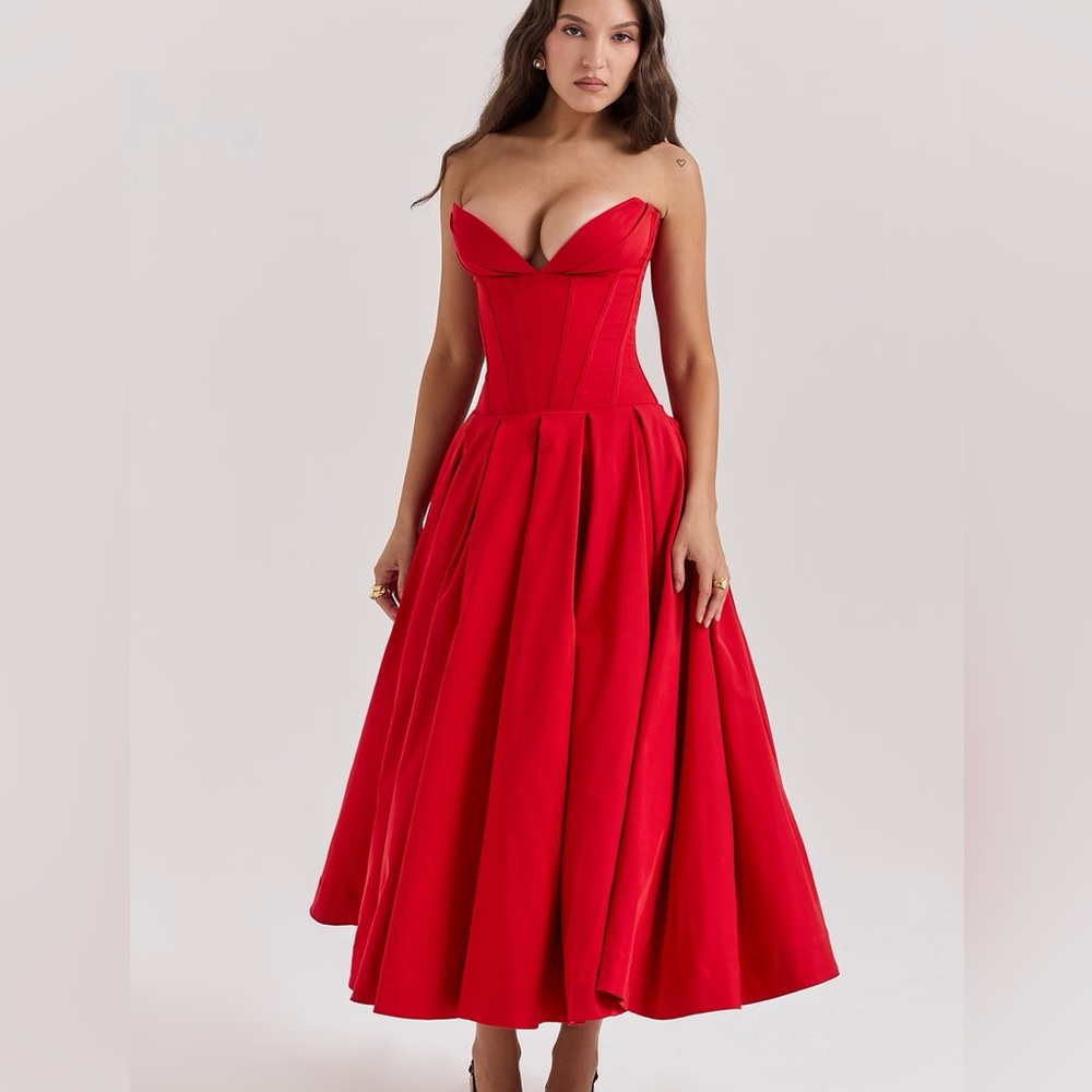 House of CB Lady Dress Scarlett Strapless Midi